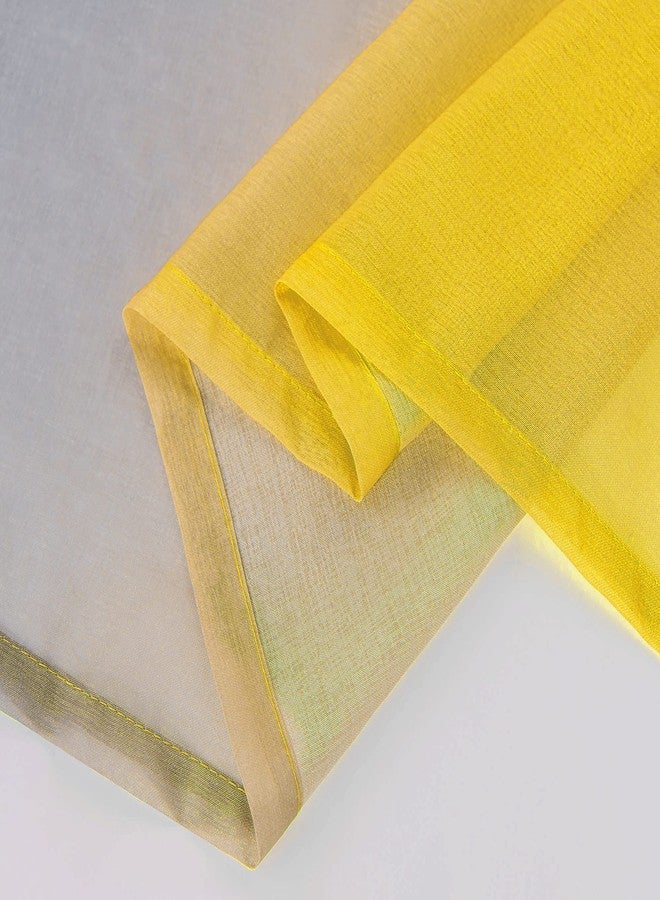 Pitalk Kitchen Curtains Yellow Lemon and Light Grey Sheer Bathroom Window Curtains 42 x 45 Inch Length Sunflower Yellow and Gray - Image 4